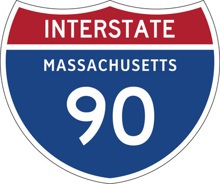 Interstate 90 (MA) I-90 US Interstate Highway Route Shield Badge Vector