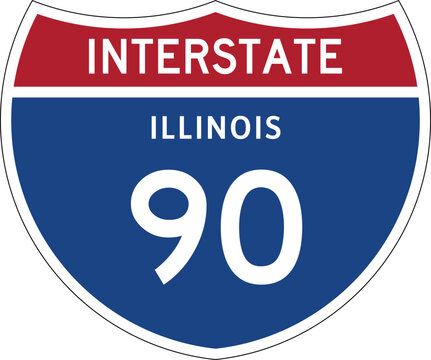 Interstate 90 (IL) I-90 US Interstate Highway Route Shield Badge Vector