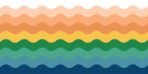 Colorful Wavy Stripes Abstract Background with Retro Color Palette