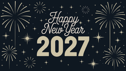 Golden fireworks and new year greetings for the upcoming year 2027 © MdSafi