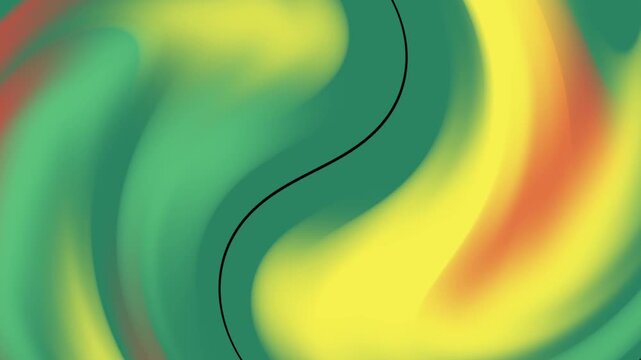 Vibrant abstract background with swirling green, yellow, and orange hues and a thin black line, against a white lower section.