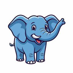 Obraz premium Blue Cartoon Elephant Character Illustration.
