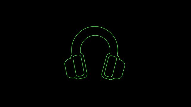 Headphone icon animation.Classic headphone silhouette icon.