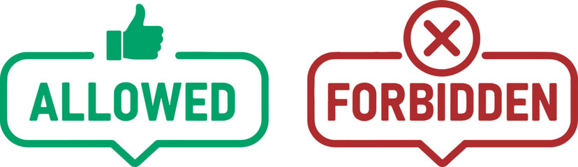 Obraz premium Allowed and forbidden signs in speech bubbles