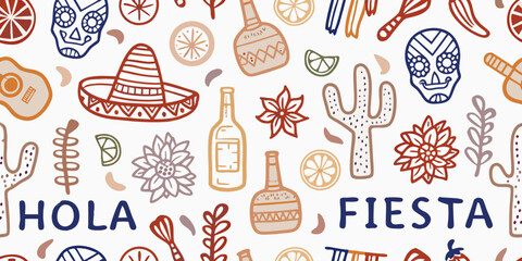 A colorful pattern of traditional mexican imagery and festive elements © Mithun