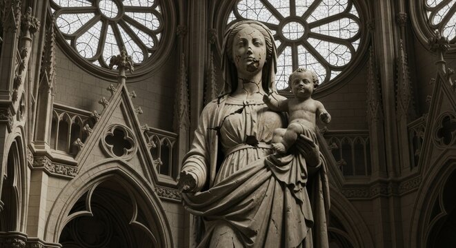 Notre Dame Cathedral Statue - A Timeless Religious Icon.