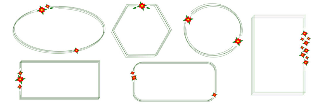Set of decorative geometric frames and borders. Elegant shapes for labels, invitations, cards, certificates and design templates. Isolated vector collection.