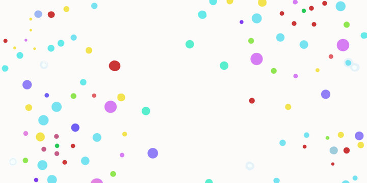 Colorful polka dots scattered across a light neutral background