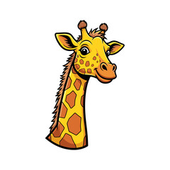 Obraz premium Cartoon giraffe head smiling isolated on white background