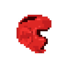 Obraz premium Pixel art red protective sports helmet. Retro 8-bit game style headgear for boxing or combat training. Flat vector isolated on white.