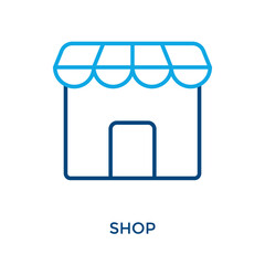Fototapeta premium Shop Icon Outline Color Style. Vector Illustration For Graphic Design