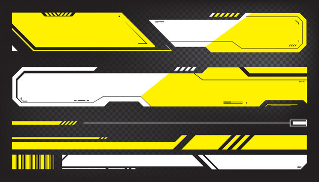 Modern yellow and white futuristic UI elements collection