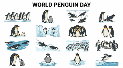 World Penguin Day Collection: Cute Penguin Illustrations