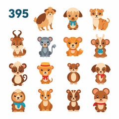 Fototapeta premium Cute Cartoon Dogs Set