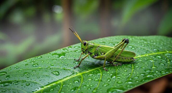 grasshopper on a leaf