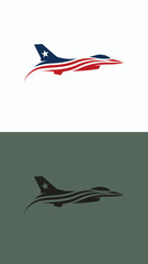American Fighter Jet Aircraft Star Stripes Vector Icon White Background