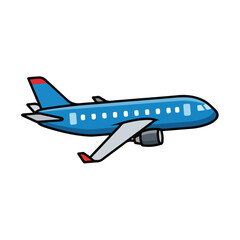 Fototapeta premium Blue Airplane Illustration with Red Accents on White Background