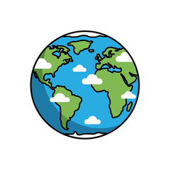 Fototapeta premium Cartoon Earth Globe with Clouds Global Concept Illustration