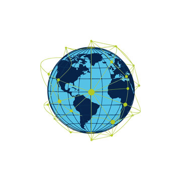 Global Network Earth Icon, Technology Connection, World Map Design