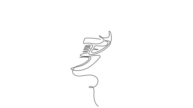 Men Shoes Sneakers Continuous one Line art Animation,Sports shoe continuous one line drawing on white background concept of shoe business, Sport Sneaker shoes in one continuous line art drawing style,