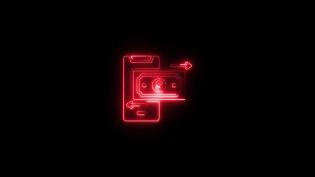 Neon Dollar Bill Symbols with Arrows on Black Background Finance Concept