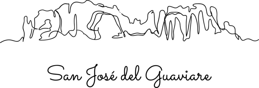 San Jos&eacute; del Guaviare city skyline minimalist continuous line art illustration