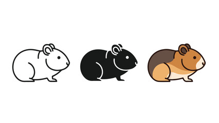 Obraz premium hamster trio running vector illustration flat design - Flat Design Icon. line icon set - Icon vector - Blue icon vector. Clipart. Icon collection - Line and glyph solid icon and logo template