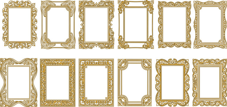 Collection of ornate gold picture frames