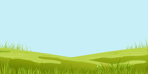 Simple landscape illustration of green hills against a light blue sky © Bijoy