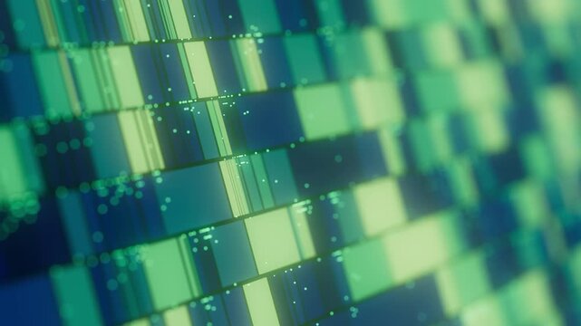 Abstract Data sorting Ai algorithm visualization. Big Data processed by Neural Network. Artificial Intelligence data flow analysis. Quantum technology processor.