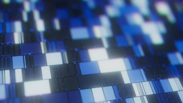 Abstract Data sorting Ai algorithm visualization. Big Data processed by Neural Network. Artificial Intelligence data flow analysis. Quantum technology processor.