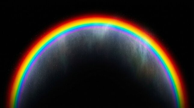 Arco&iacute;ris luminoso y vibrante aislado sobre fondo negro con efecto &oacute;ptico realista tras la lluvia. Colores intensos y gradiente natural, ideal para dise&ntilde;o gr&aacute;fico, composiciones creativas y recursos vi