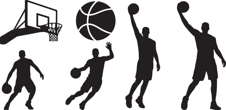 Basketball design- vector illustration for t-shirt silhouette icon set