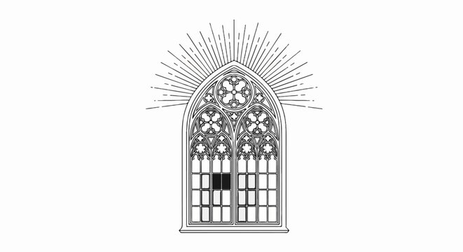 Ornate gothic window with radiating lines above