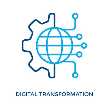 Digital Transformation Icon Outline Color Style. Vector Illustration For Graphic Design