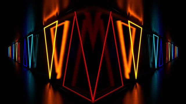 Multicolor Side Neon Strobe Triangles Kaleidoscope Background VJ Loop in 4K