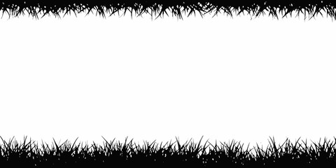 Simple black and white image showing grass along a white background © Bijoy