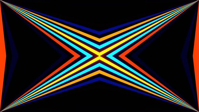 Orange and Blue Neon Rays Kaleidoscope Background VJ Loop in 4K