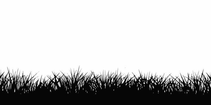 A simple black and white illustration of grass along a line