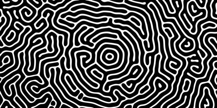Intricate black and white abstract pattern resembling organic forms