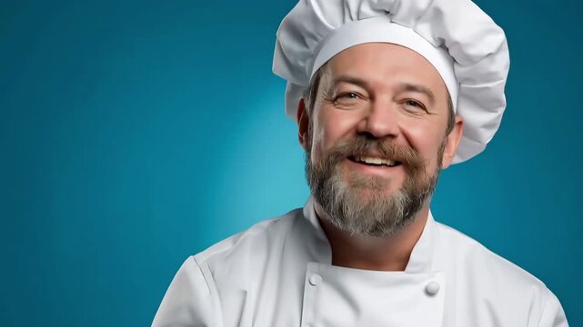 Toque's male chef is pointing with his finger.