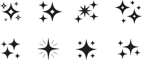 Obraz premium Sparkles, stars and bursts icons, twinkling stars. silhouette icon set