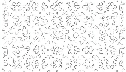 Abstract monochrome line art with repeating organic, geometric, and snowflake-like shapes