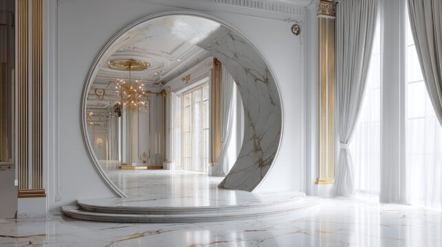 Elegant white and gold interior archway