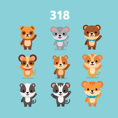 Obraz premium Cute Cartoon Mice Characters Set