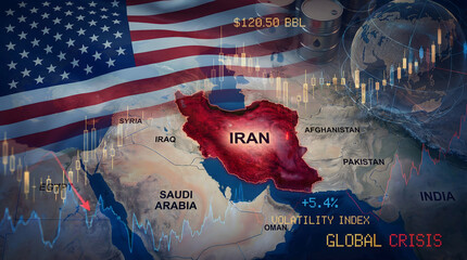Obraz premium Geopolitical Tension and Global Oil Crisis Concept Map
