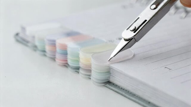 View of writable index tabs being punched and laminated emphasizing the functionality and neat appearance suitable for custom planner sections.