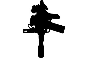 Fototapeta premium Silhouette of a Person Holding a Large Firearm