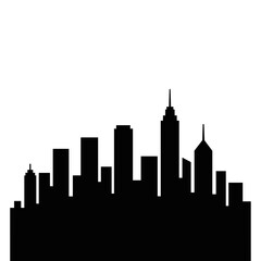 Obraz premium City Skyline Silhouette Against White.