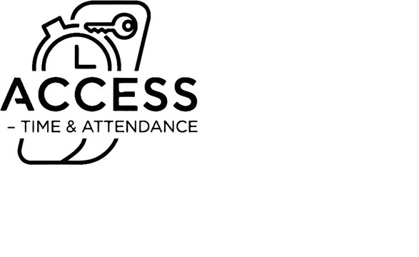 Stylized icon symbolizing access, time, and key for clocking in/out